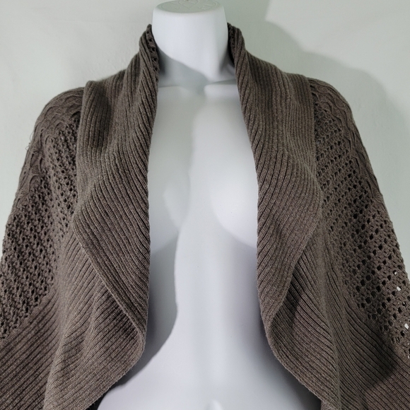 Soma Intimate Waterfall Knit Cardigan Sz L Gray Artsy Cotton Blend Cozy Lounging - Picture 3 of 12